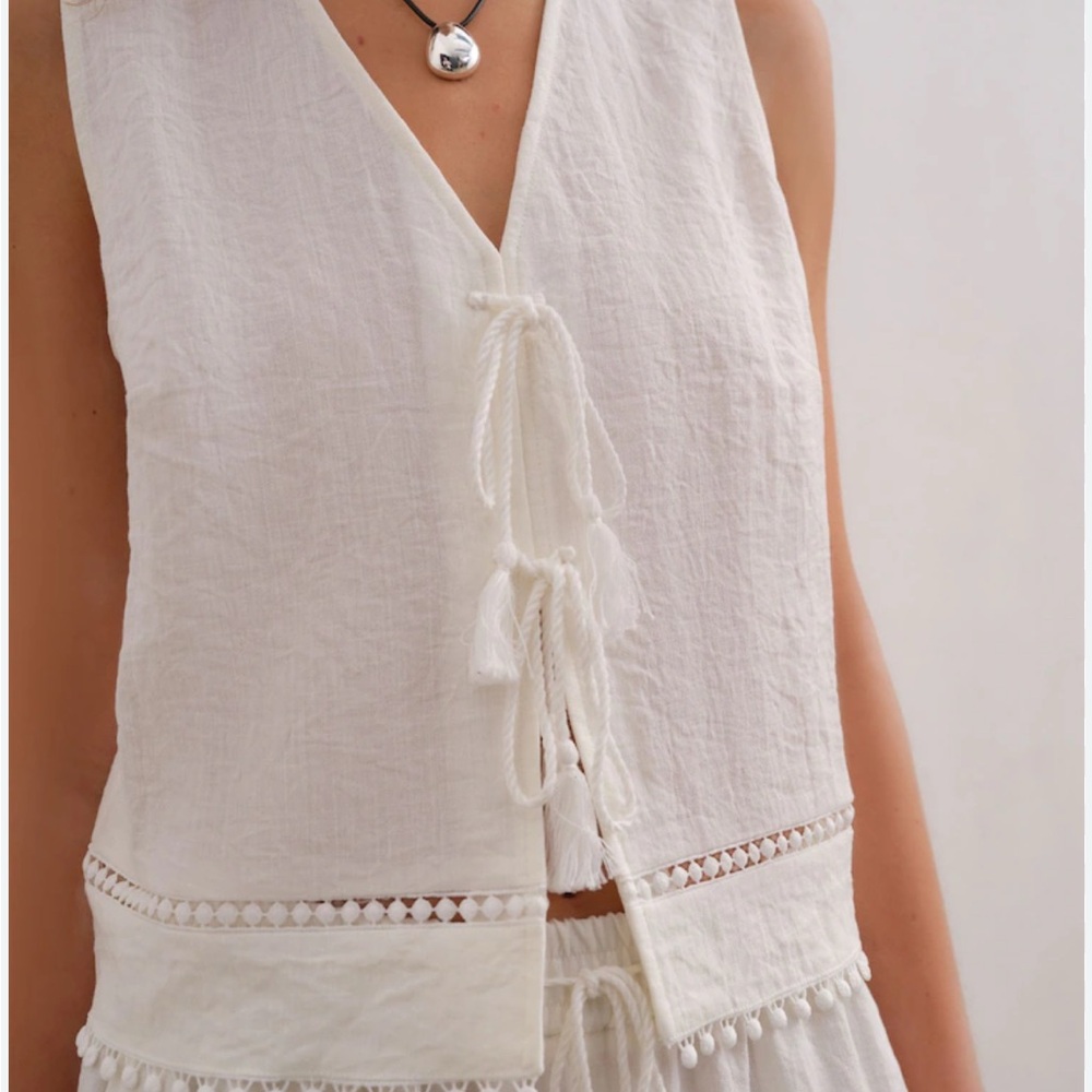 Next White Tie Front Sleeveless Top